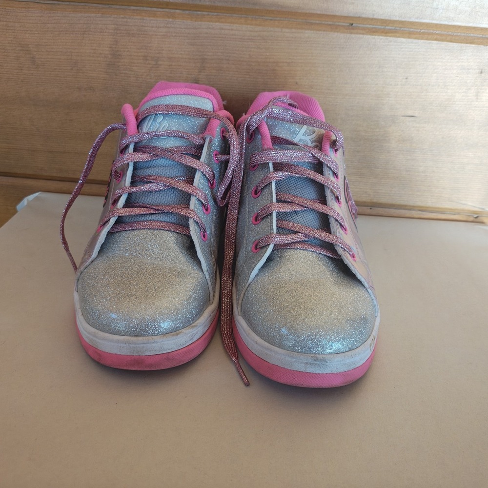 Barbie Heelys Silver And Pink US 7 Used UK 6 Eur 39 Pink Glitter‎ Silver - Picture 4 of 8